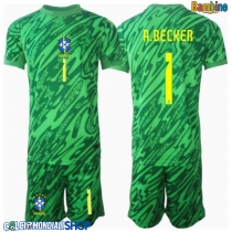 Maglie da calcio Brasile Alisson Becker #1 Portiere Prima Maglia Bambino Copa America 2024 Manica Corta (+ Pantaloni corti)